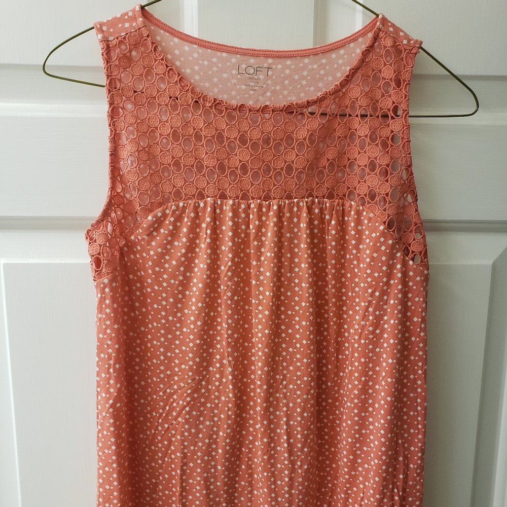 Loft Womens Peach Print Sleeveless Top